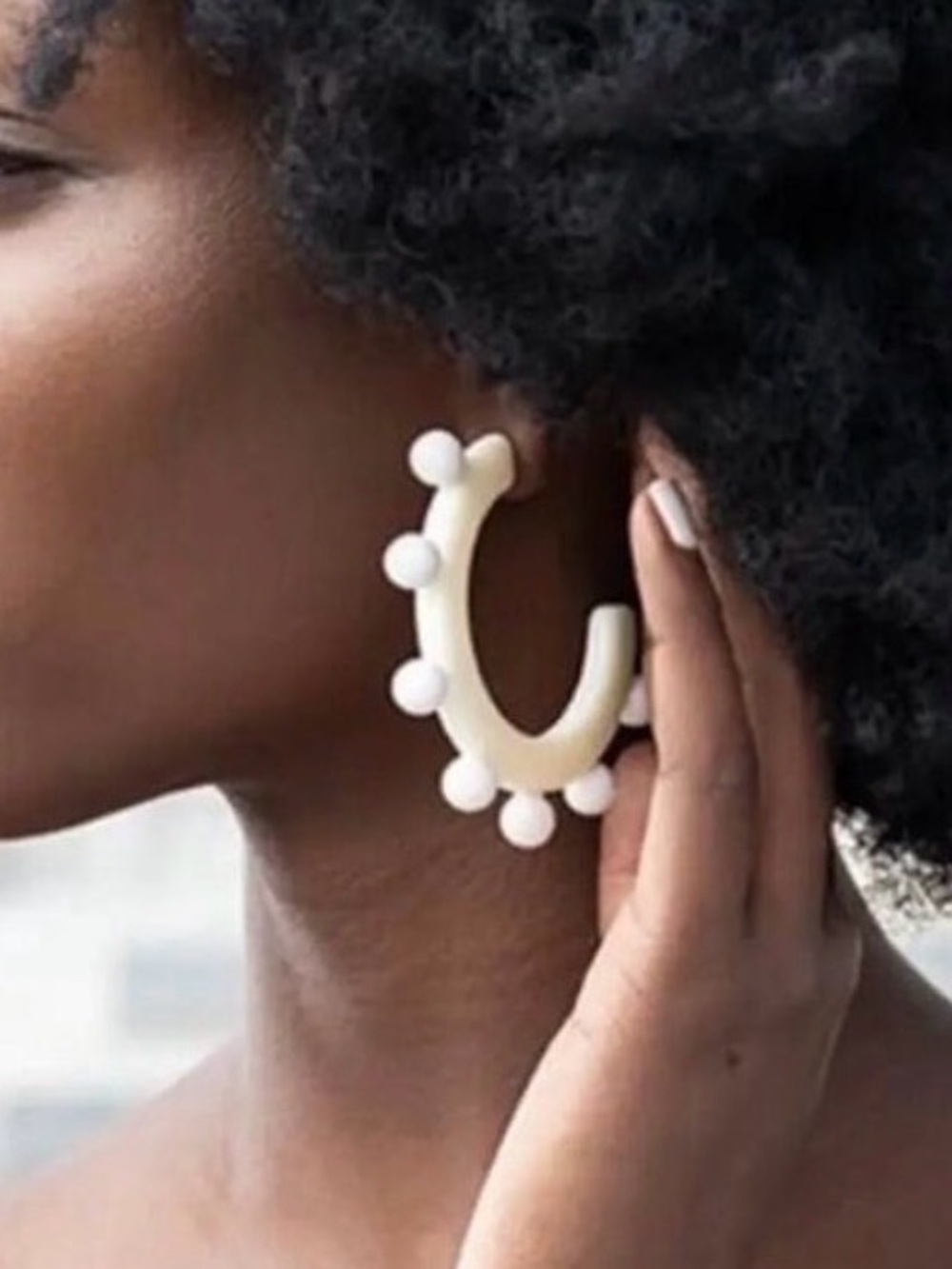 Plunder Design Madelynn Statement Hoop Earrings with Bead Accents
